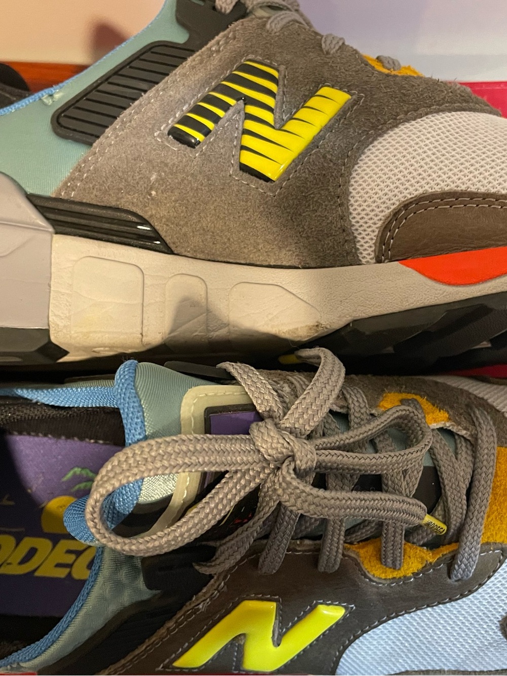 New Balance Multicolor Sneakers with Bright Yellow N Logo - Picture 2 of 3